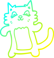 cold gradient line drawing of a cartoon happy cat png