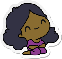 sticker cartoon illustration of a cute kawaii girl png