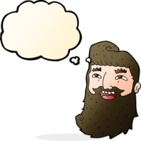 dessin animé, homme, à, barbe, rire, à, a pensé bulle png