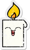 distressed sticker of a cute cartoon lit candle png