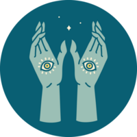image de style de tatouage emblématique des mains mystiques png