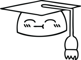 line drawing cartoon of a graduation hat png