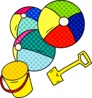 hand drawn cartoon doodle beach balls with a bucket and spade png