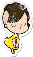 distressed sticker of a cartoon woman png