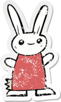 autocollant en détresse d'un lapin de dessin animé mignon png