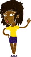 mulher bonita dos desenhos animados acenando png