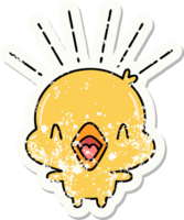 grunge sticker of tattoo style singing chick png