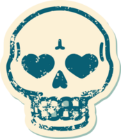 afflitto etichetta tatuaggio stile icona di un' cranio png