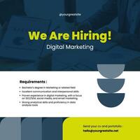 modern green blue  we are hiring digital marketing linkedin post template