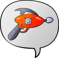 cartoon ray gun and speech bubble in smooth gradient style png