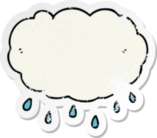 distressed sticker of a cartoon rain cloud png