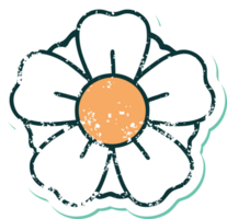 verontrust sticker tatoeëren stijl icoon van een bloem png