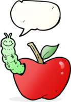 cartoon apple with bug with speech bubble png