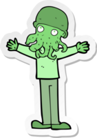 sticker van een cartoon alien inktvis gezicht man png