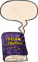 cartoon dream journal and speech bubble in retro texture style png