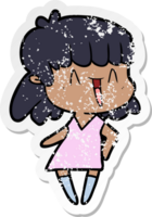 distressed sticker of a cartoon woman png