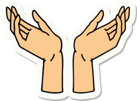 tattoo style sticker of open hands png