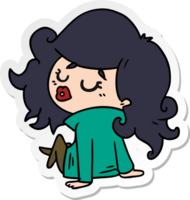 sticker cartoon of cute kawaii girl png