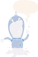 cartoon alien and speech bubble in retro style png