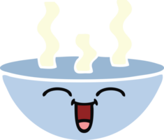 flat color retro cartoon bowl of hot soup png