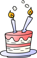 gradient cartoon doodle of a birthday cake png