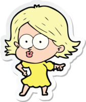 sticker of a cartoon girl pouting png