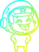 cold gradient line drawing cartoon laughing astronaut png