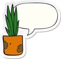 cartoon house plant and speech bubble sticker png