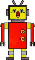 retro grunge texture cartoon robot png