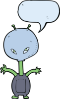 Cartoon-Weltraum-Alien mit Sprechblase png