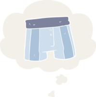 cartoon boxer shorts and thought bubble in retro style png