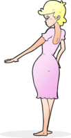 cartoon pretty woman looking at nails png