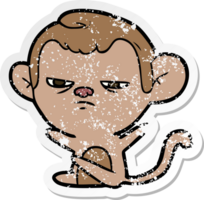pegatina angustiada de un mono de dibujos animados png