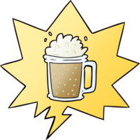 cartoon pint of ale and speech bubble in smooth gradient style png