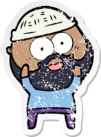 distressed sticker of a cartoon bearded man png