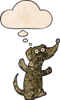 cartoon dog and thought bubble in grunge texture pattern style png