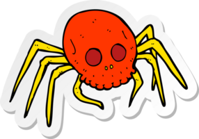 sticker of a cartoon spooky halloween skull spider png