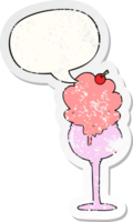 cartoon ice cream desert and speech bubble distressed sticker png