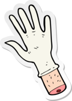 Aufkleber einer Cartoon-Hand mit medizinischem Handschuh png