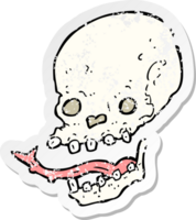 pegatina retro angustiada de un cráneo espeluznante de dibujos animados png