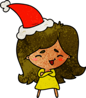 caricatura con textura navideña de una chica kawaii png
