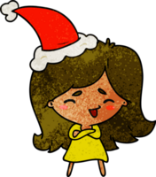 dessin animé texturé de noël de kawaii girl png