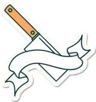 tattoo sticker with banner of a meat cleaver png