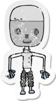 retro distressed sticker of a cartoon robot png