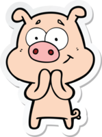 sticker of a happy cartoon pig png