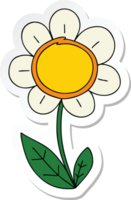 sticker of a quirky hand drawn cartoon daisy png