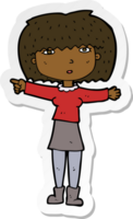 sticker of a cartoon girl pointing png