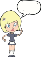 mucama bonita de dibujos animados con burbujas de discurso png