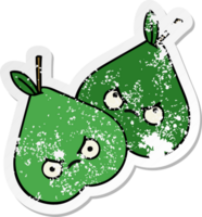 distressed sticker of a cute cartoon pears png