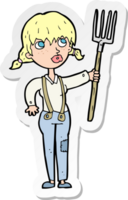 sticker of a cartoon farmer girl png